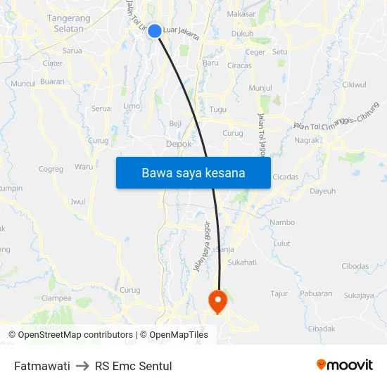 Fatmawati to RS Emc Sentul map