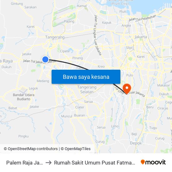 Palem Raja Jaya to Rumah Sakit Umum Pusat Fatmawati map