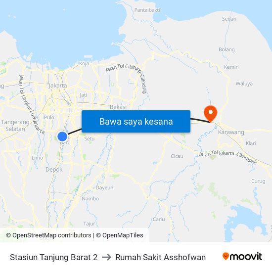 Stasiun Tanjung Barat 2 to Rumah Sakit Asshofwan map