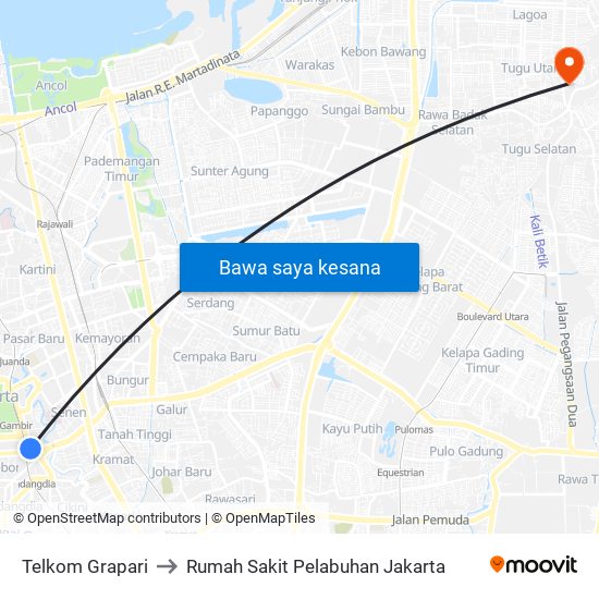 Telkom Grapari to Rumah Sakit Pelabuhan Jakarta map