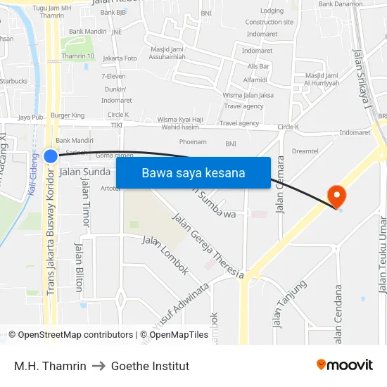 M.H. Thamrin to Goethe Institut map