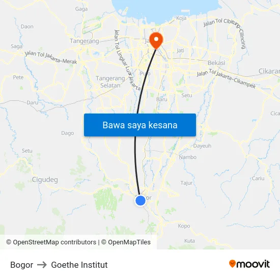 Bogor to Goethe Institut map