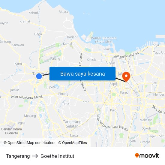 Tangerang to Goethe Institut map