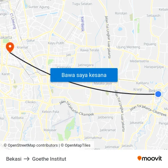 Bekasi to Goethe Institut map