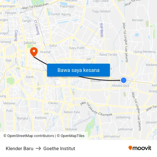 Klender Baru to Goethe Institut map
