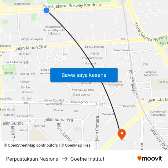 Perpustakaan Nasional to Goethe Institut map