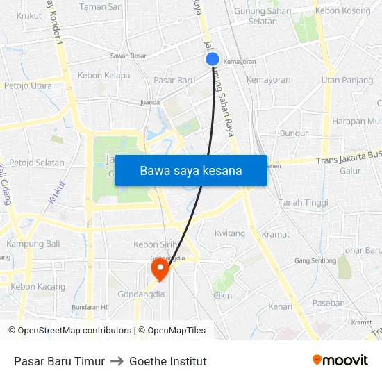 Pasar Baru Timur to Goethe Institut map