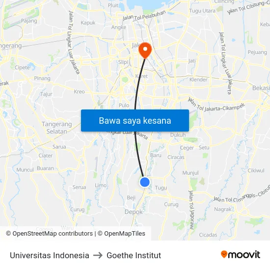 Universitas Indonesia to Goethe Institut map
