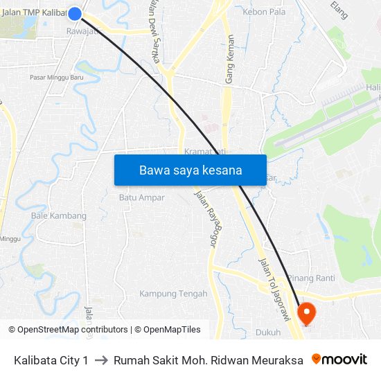 Kalibata City 1 to Rumah Sakit Moh. Ridwan Meuraksa map