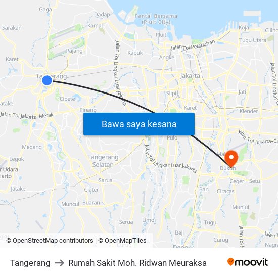 Tangerang to Rumah Sakit Moh. Ridwan Meuraksa map