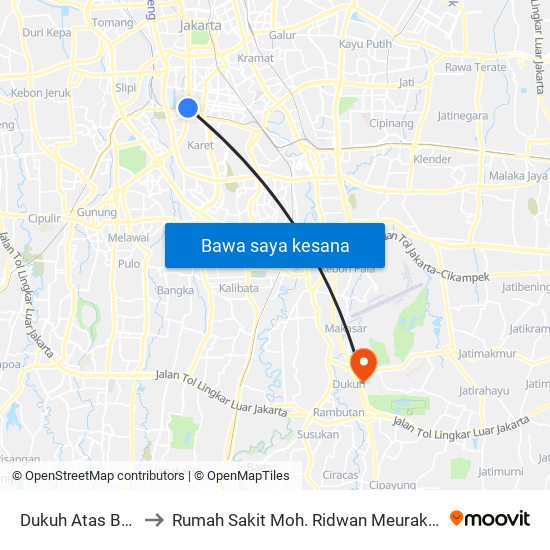 Dukuh Atas BNI to Rumah Sakit Moh. Ridwan Meuraksa map