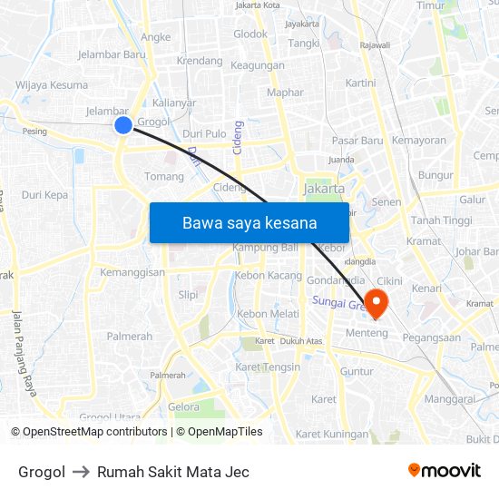 Grogol to Rumah Sakit Mata Jec map