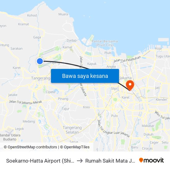 Soekarno-Hatta Airport (Shia) to Rumah Sakit Mata Jec map