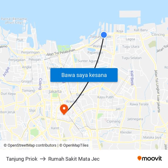 Tanjung Priok to Rumah Sakit Mata Jec map