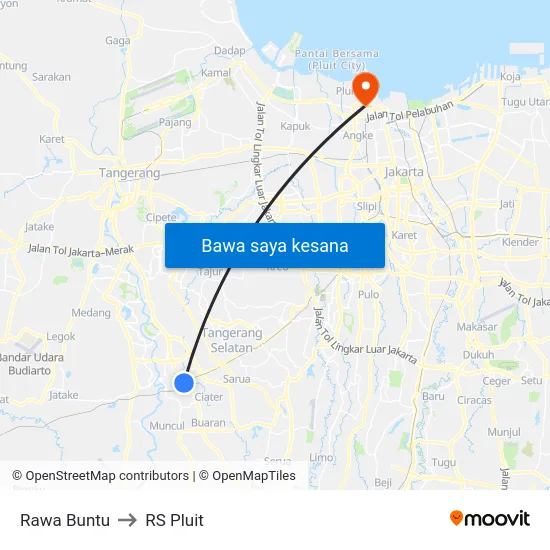 Rawa Buntu to RS Pluit map