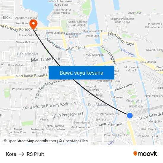 Kota to RS Pluit map