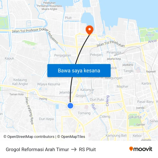 Grogol Reformasi Arah Timur to RS Pluit map