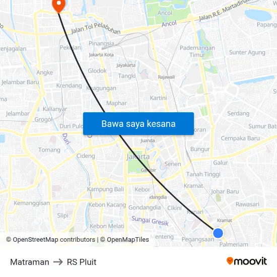 Matraman to RS Pluit map