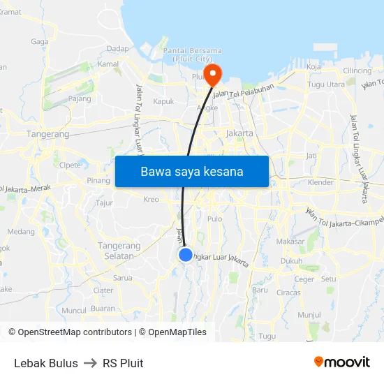 Lebak Bulus to RS Pluit map