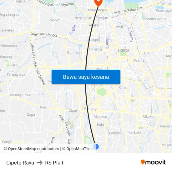Cipete Raya to RS Pluit map