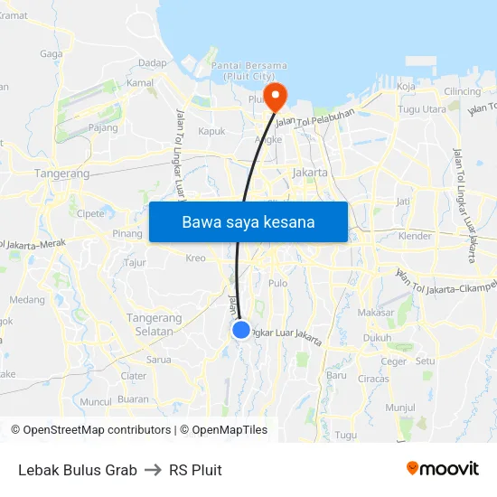 Lebak Bulus Grab to RS Pluit map