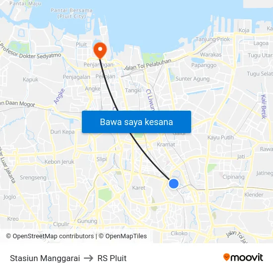 Stasiun Manggarai to RS Pluit map