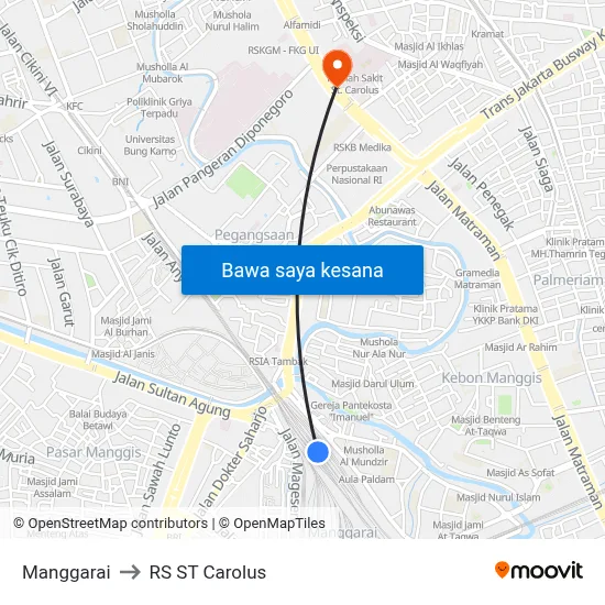 Manggarai to RS ST Carolus map
