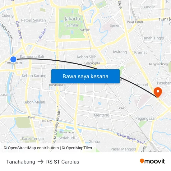 Tanahabang to RS ST Carolus map