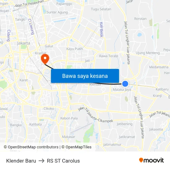 Klender Baru to RS ST Carolus map