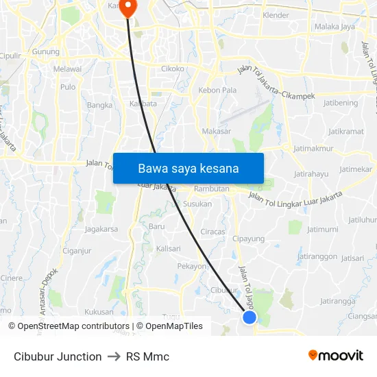 Cibubur Junction to RS Mmc map