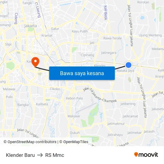 Klender Baru to RS Mmc map