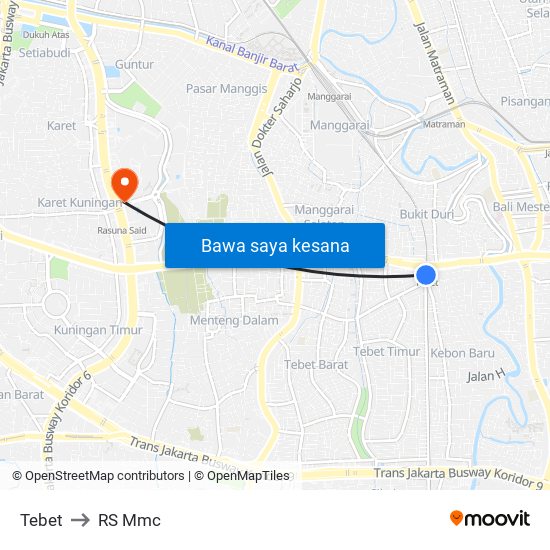 Tebet to RS Mmc map