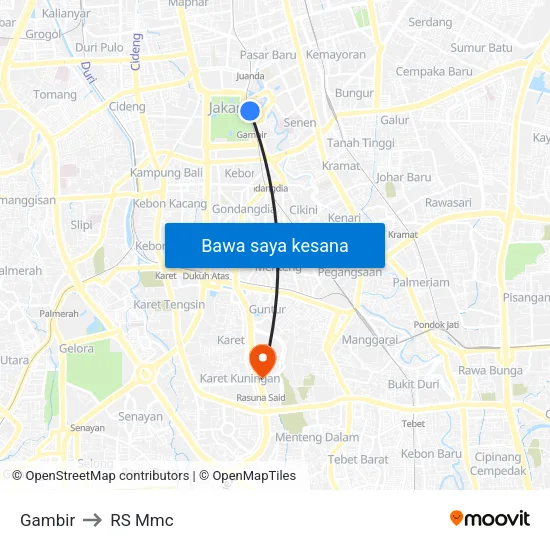 Gambir to RS Mmc map