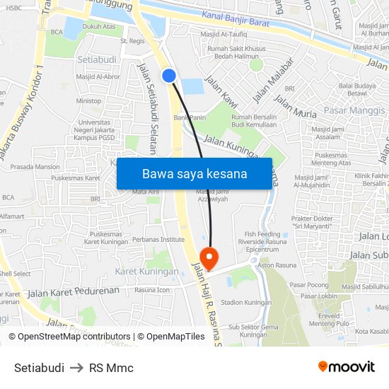 Setiabudi to RS Mmc map