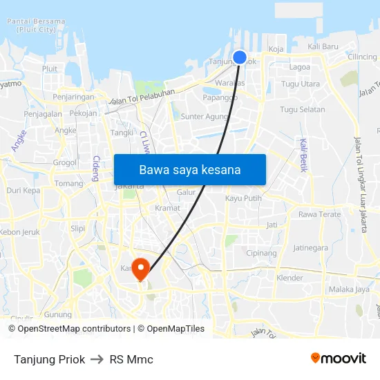 Tanjung Priok to RS Mmc map