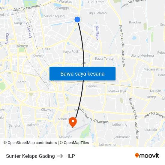 Sunter Kelapa Gading to HLP map