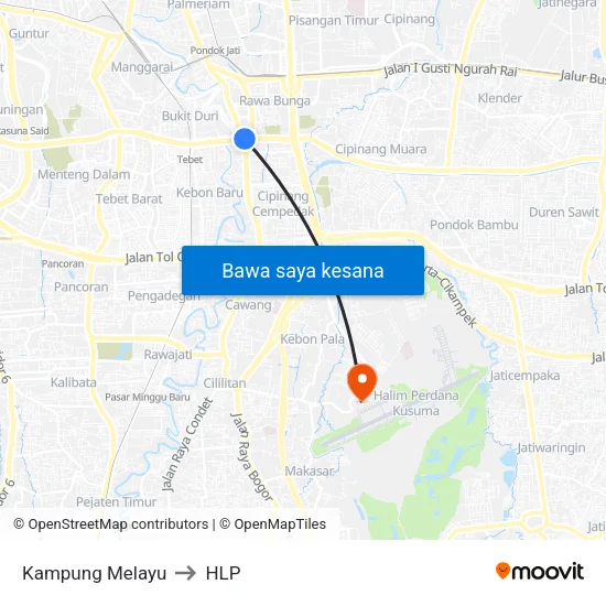 Kampung Melayu to HLP map
