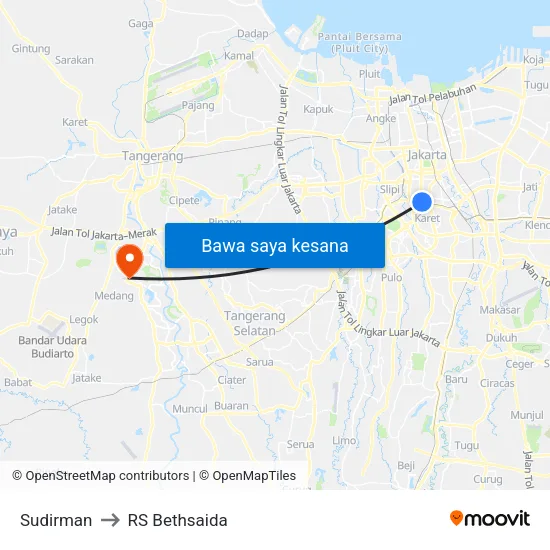Sudirman to RS Bethsaida map