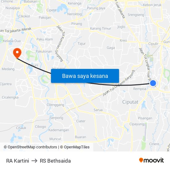 RA Kartini to RS Bethsaida map