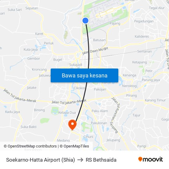 Soekarno-Hatta Airport (Shia) to RS Bethsaida map