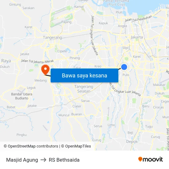 Masjid Agung to RS Bethsaida map