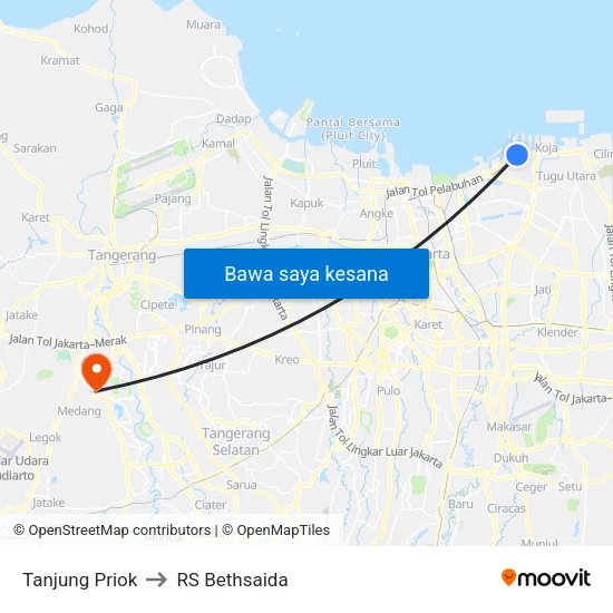 Tanjung Priok to RS Bethsaida map