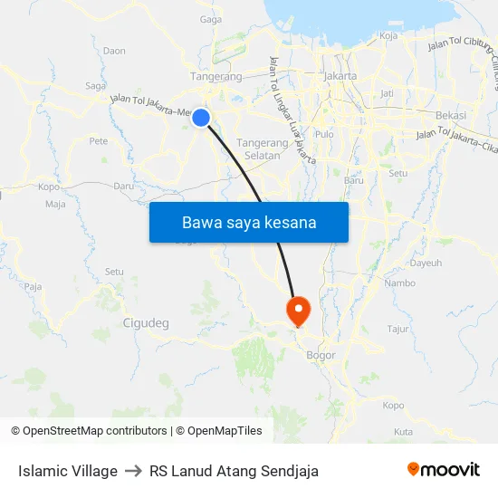 Islamic Village to RS Lanud Atang Sendjaja map