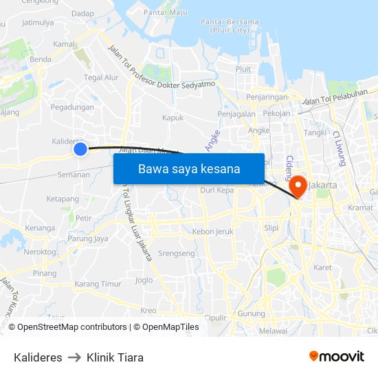 Kalideres to Klinik Tiara map