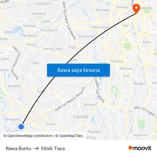 Rawa Buntu to Klinik Tiara map