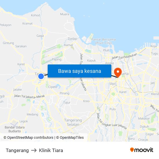 Tangerang to Klinik Tiara map