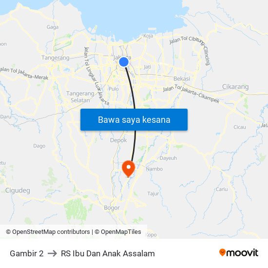 Gambir 2 to RS Ibu Dan Anak Assalam map