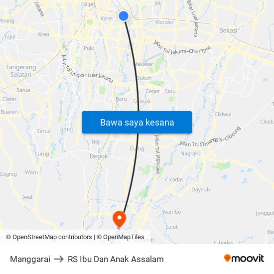 Manggarai to RS Ibu Dan Anak Assalam map