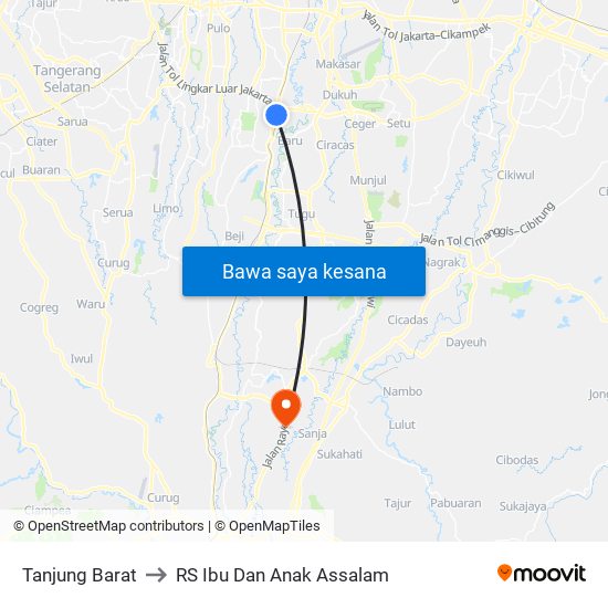 Tanjung Barat to RS Ibu Dan Anak Assalam map