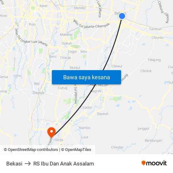 Bekasi to RS Ibu Dan Anak Assalam map
